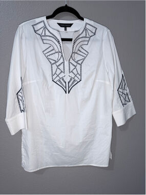 Women's MING WANG Embroidered Tunic Top S
